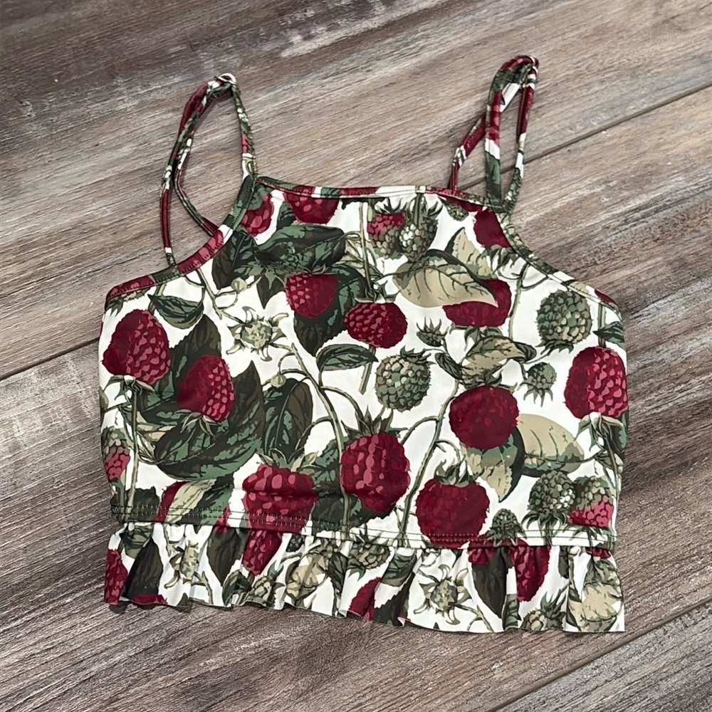 Kortni Jeane Raspberry Ruffle Tankini Top 2/3